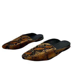 Kaanas Women’s Snake Print Cow Hind Mules Pointed Toe Size 9
